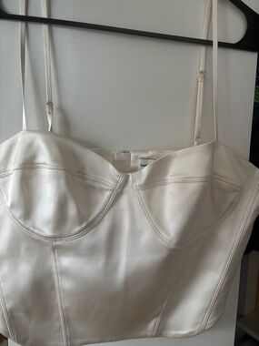 Ivory Satin Bustier Crop Top Size XL Aritzia